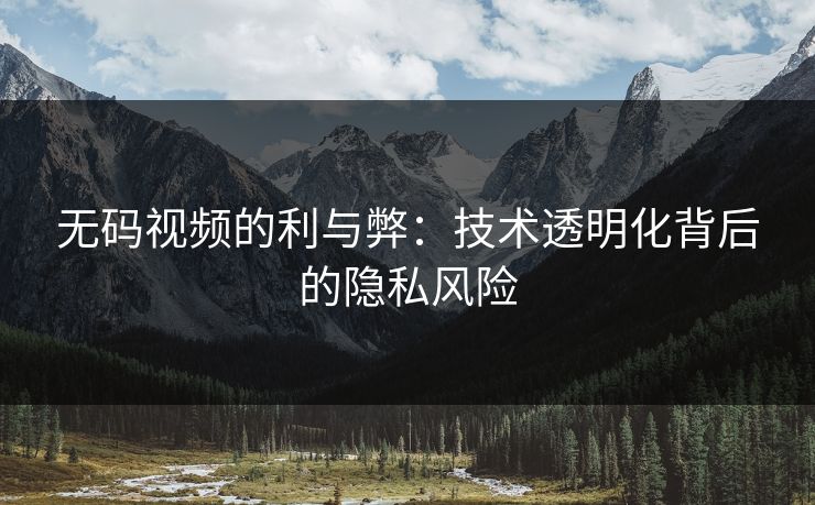 无码视频的利与弊：技术透明化背后的隐私风险