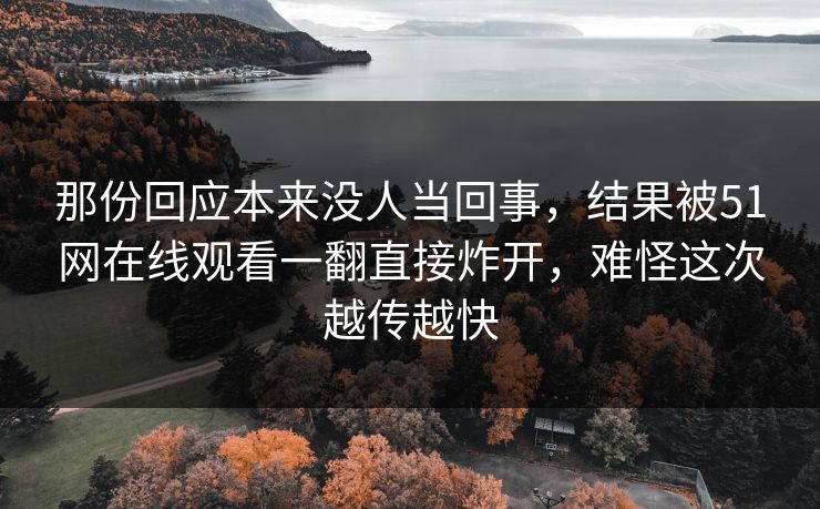那份回应本来没人当回事，结果被51网在线观看一翻直接炸开，难怪这次越传越快