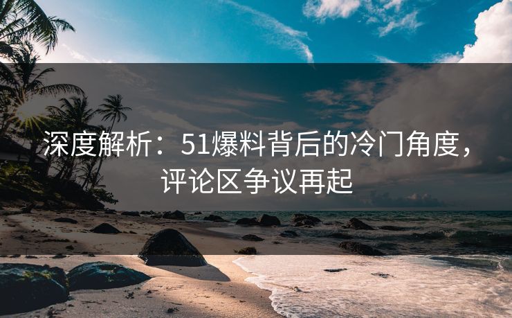 深度解析：51爆料背后的冷门角度，评论区争议再起